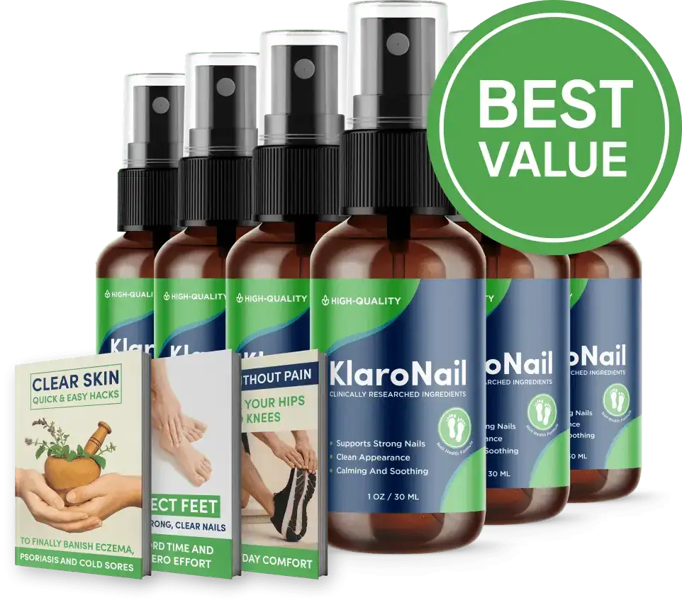 KlaroNail 3 plus 3 bottle package with 3 free bonus ebooks, 180 day supply